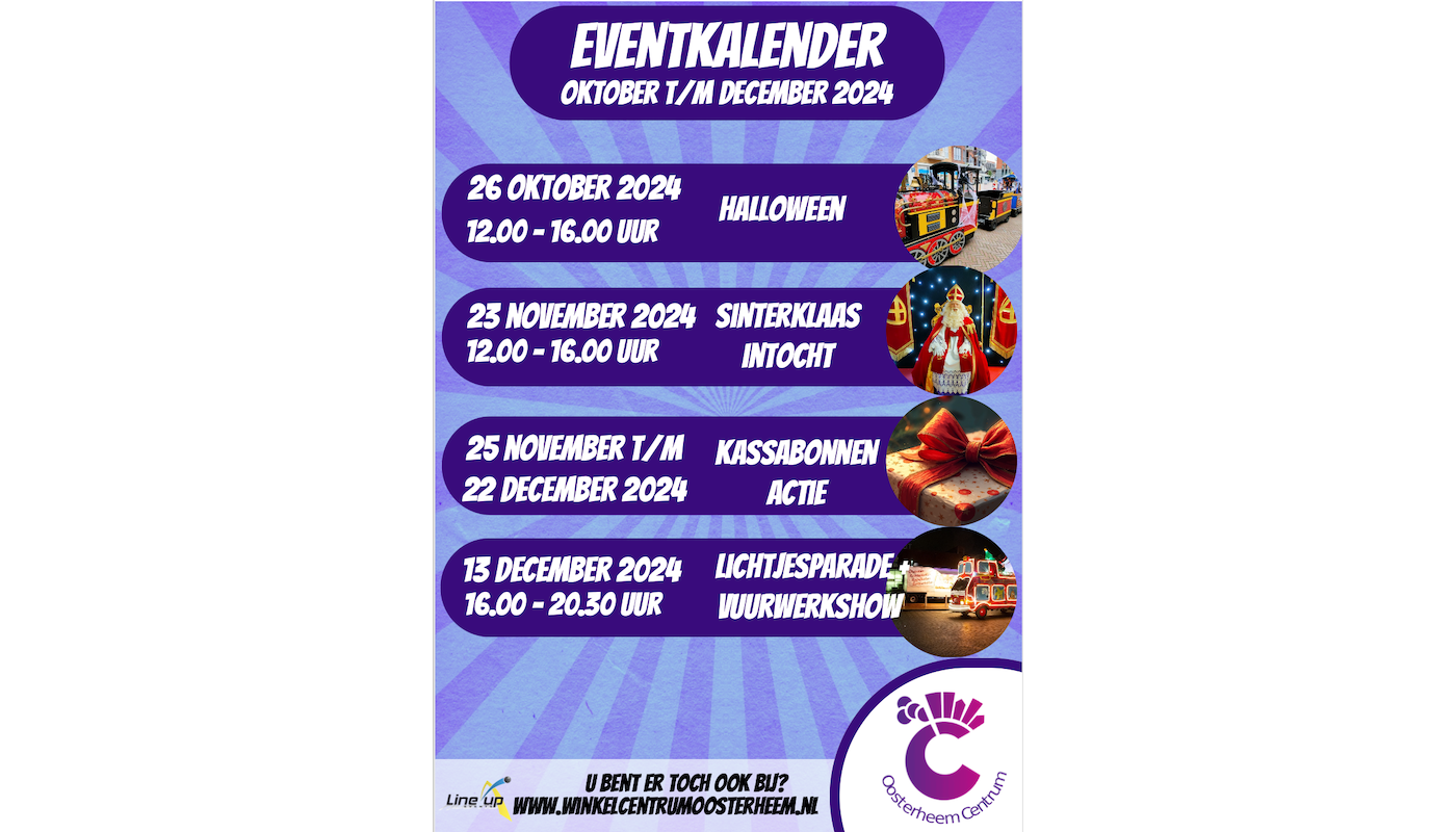 Evenementen Kalender Juli tm Dec 2024